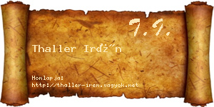 Thaller Irén névjegykártya